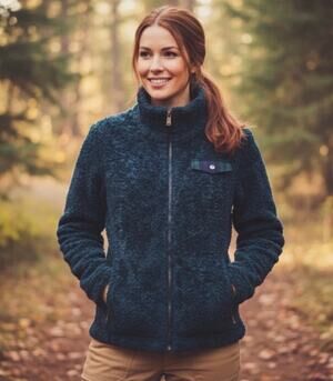 Pendleton XL Fuzzy Full Zip Sherpa Mock Neck Blue and Plaid Accents Jacket